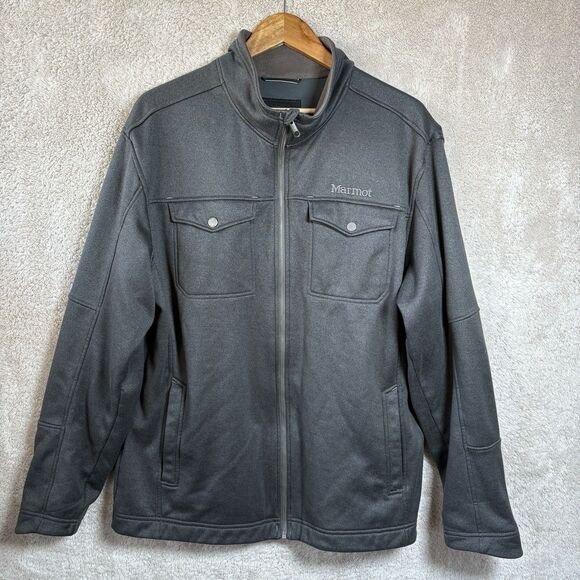 Marmot Jacket Mens XL Dark Gray Hawkins Full Zip Fleece Lined LS Mock Neck 4 Pkt - Picture 1 of 4